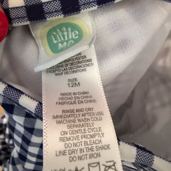 Little Me Navy and White Gingham Swimsuit with Daisy Details - Picture 5 of 5